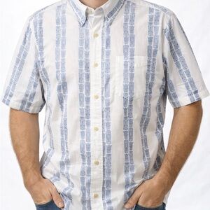 Vintage Reyn Spooner Hawaiian Shirt Blue Tropical Tiki Cotton Pullover Men XL